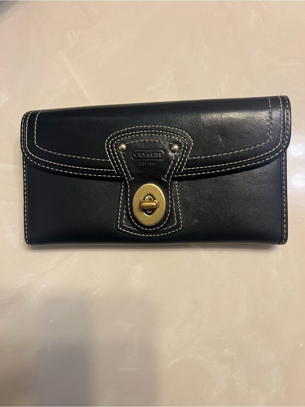 Coach Y2K Legacy turnlock black wallet with hot pink interior